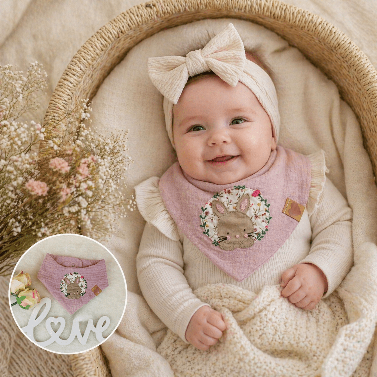 Baby - Halstuch "Bambini" Häschen - Franzis Nähatelier