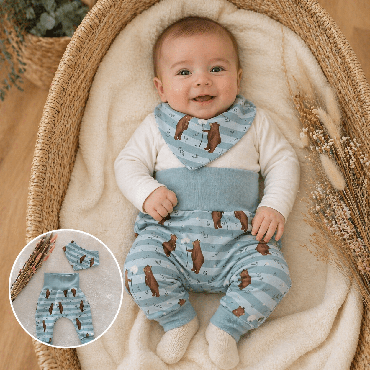 Pumphose "Kleines Wunder" + Baby - Halstuch "Bambini" - Franzis Nähatelier